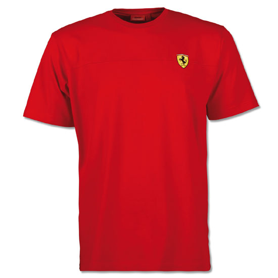 FP0112 Ferrari shield t-shirt with chest stripe - red