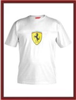 Ferrari T-Shirt with large Ferrari shield - White