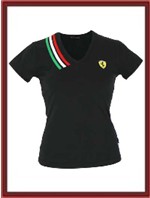 Ferrari Ladies Tri-Color Wrap Tee - Black